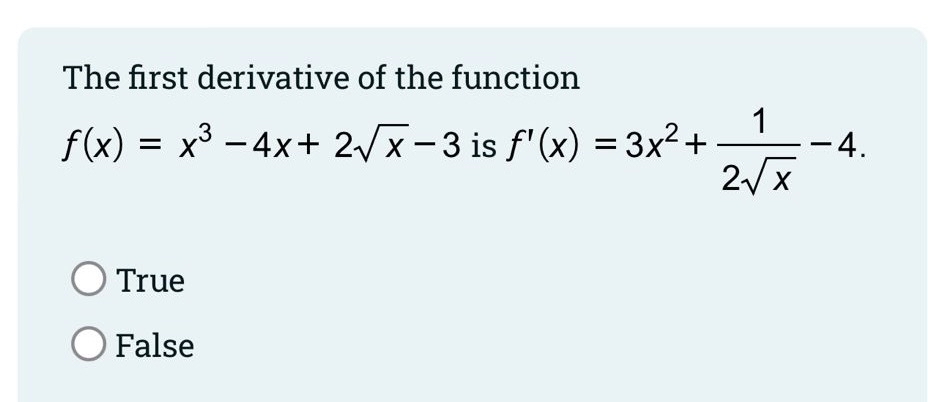 The first derivative of the function f ( x ) = x