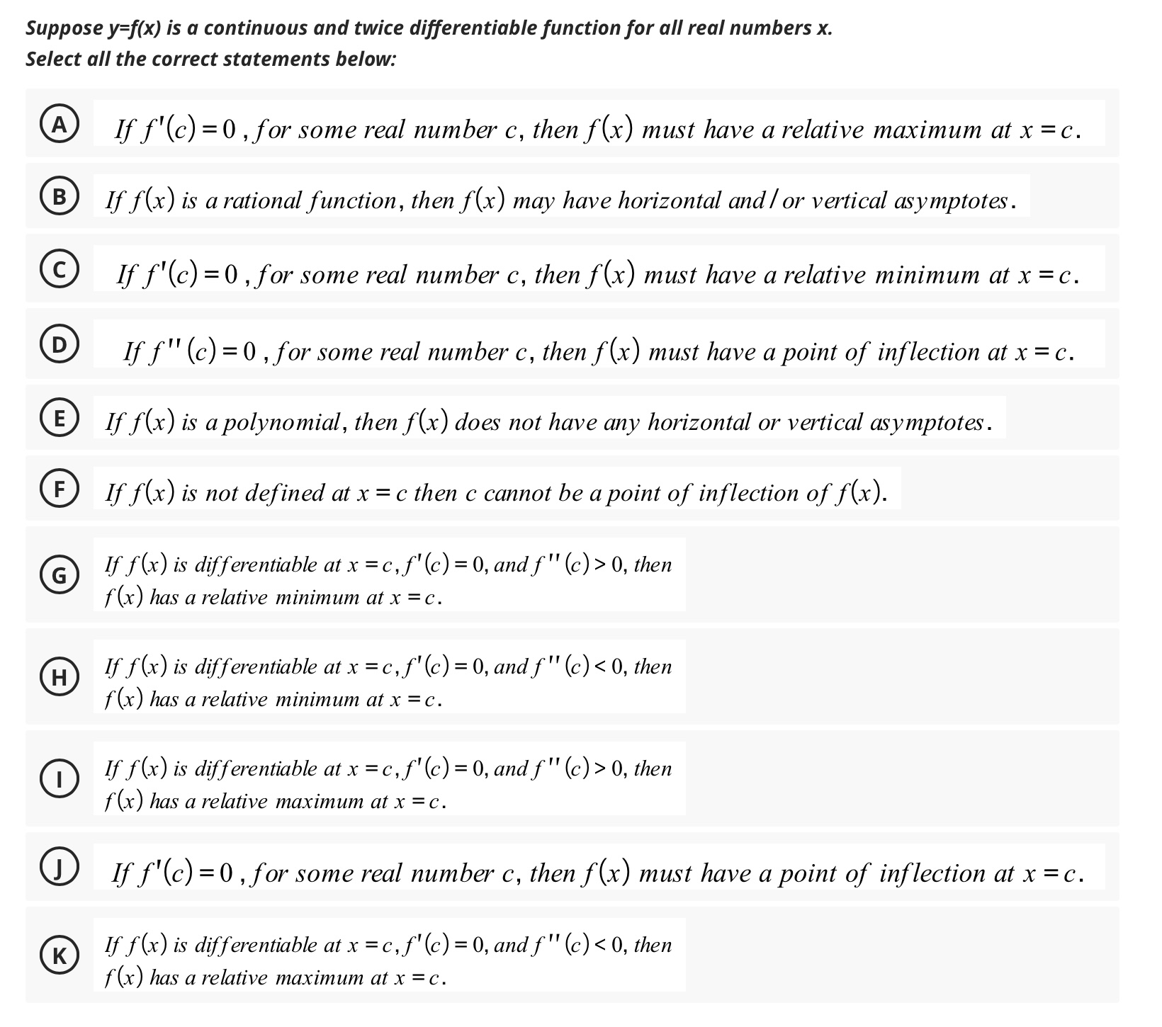 Suppose y = f ( x ) is a continuous and twice