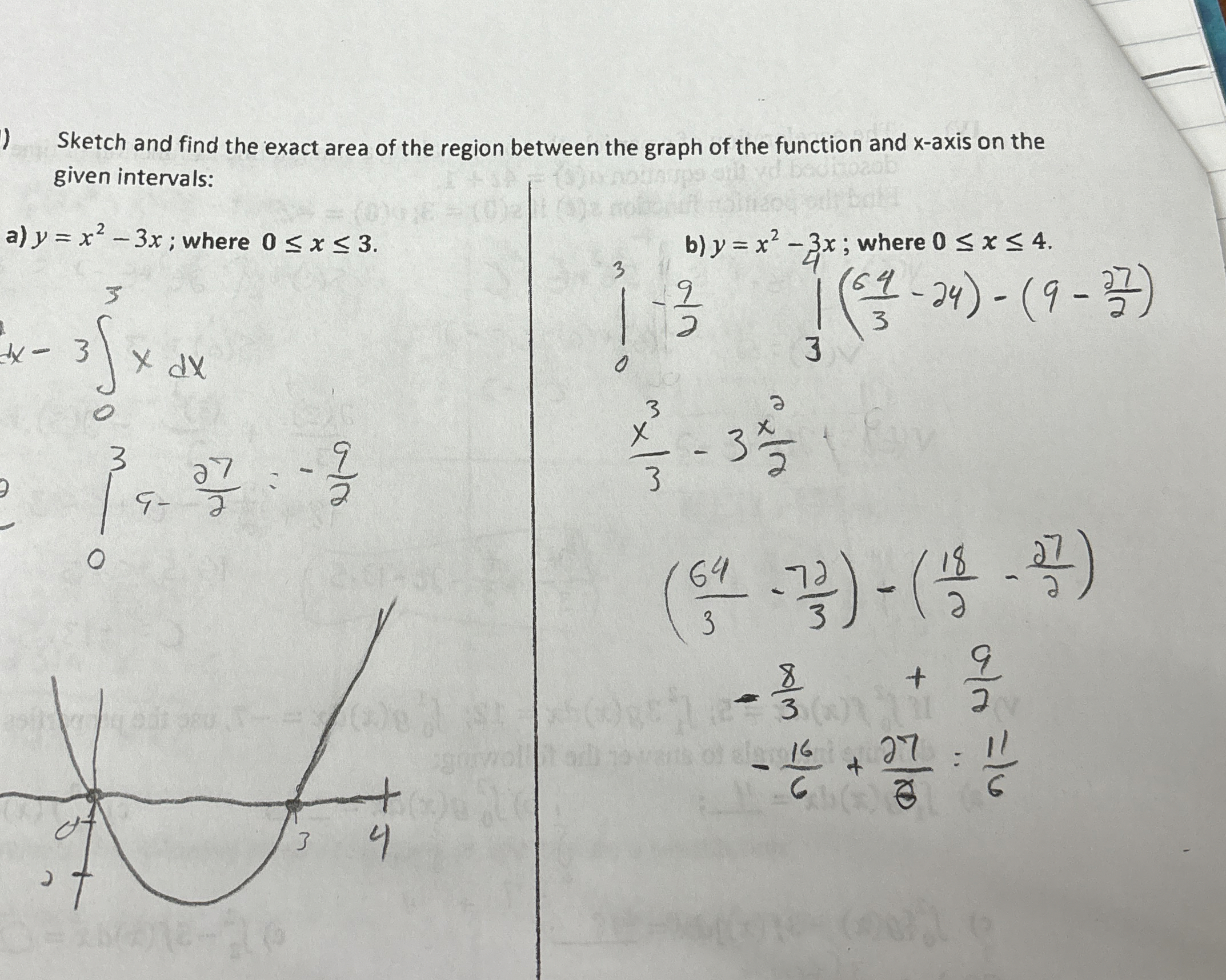 Sketch and find the exact area of the region