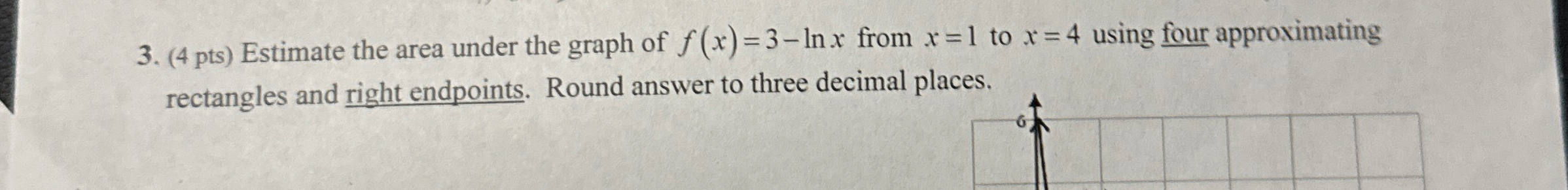 ( 4 pts ) Estimate the area under the graph of f