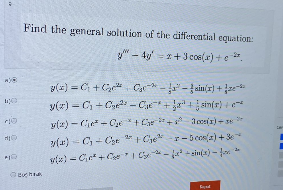Find the general solution of the differential