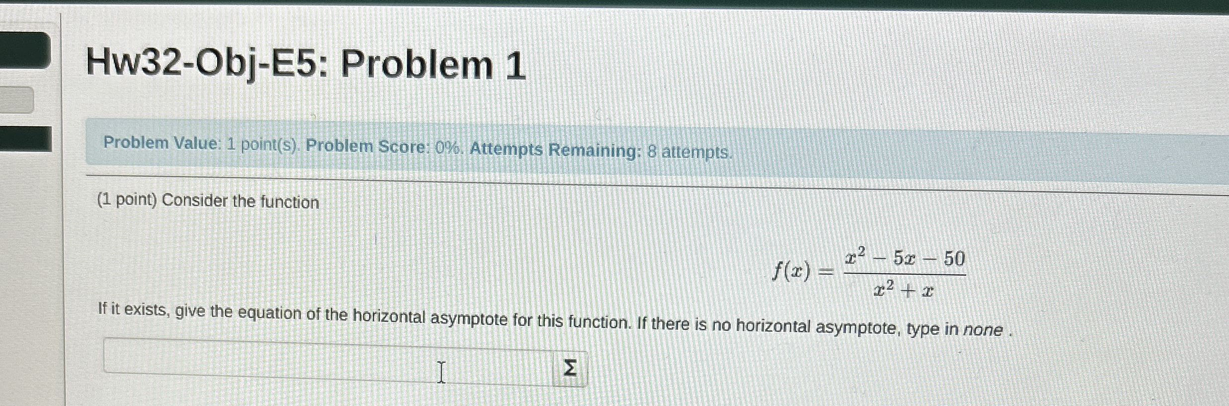 Hw 3 2 - Obj - E 5 : Problem 1 Problem Value: 1