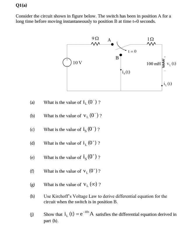 Q 1 ( a ) Consider the circuit shown in figure