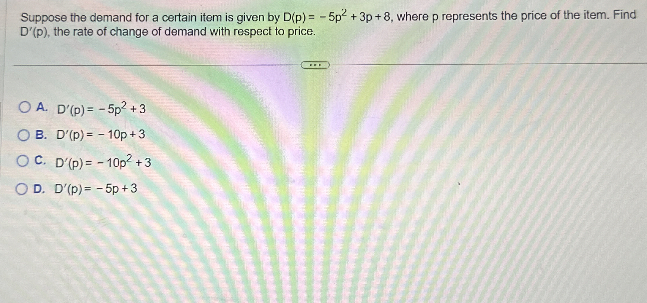 Suppose the demand for a certain item is given by
