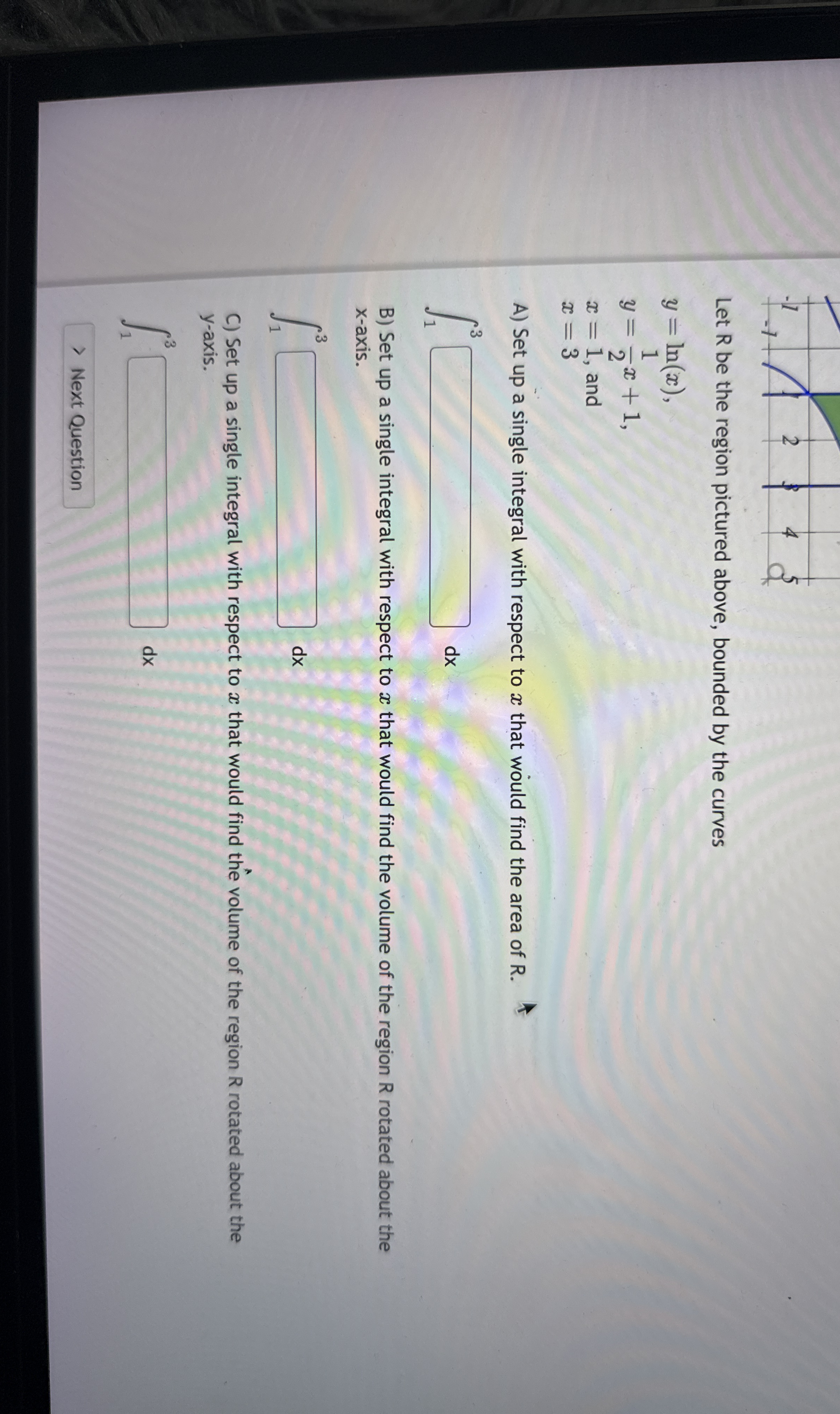 Let R be the region pictured above, bounded by