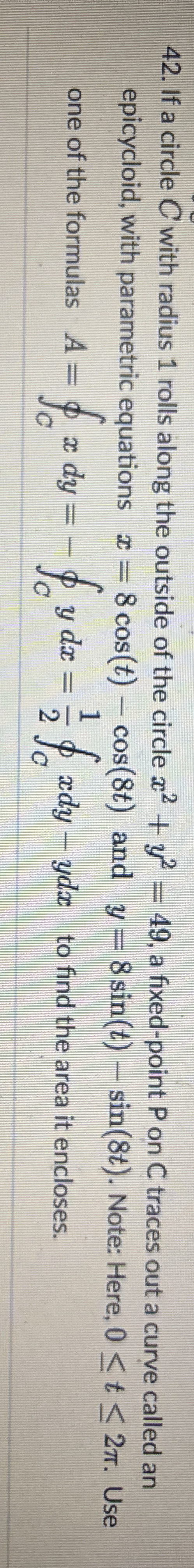If a circle C with radius 1 rolls along the