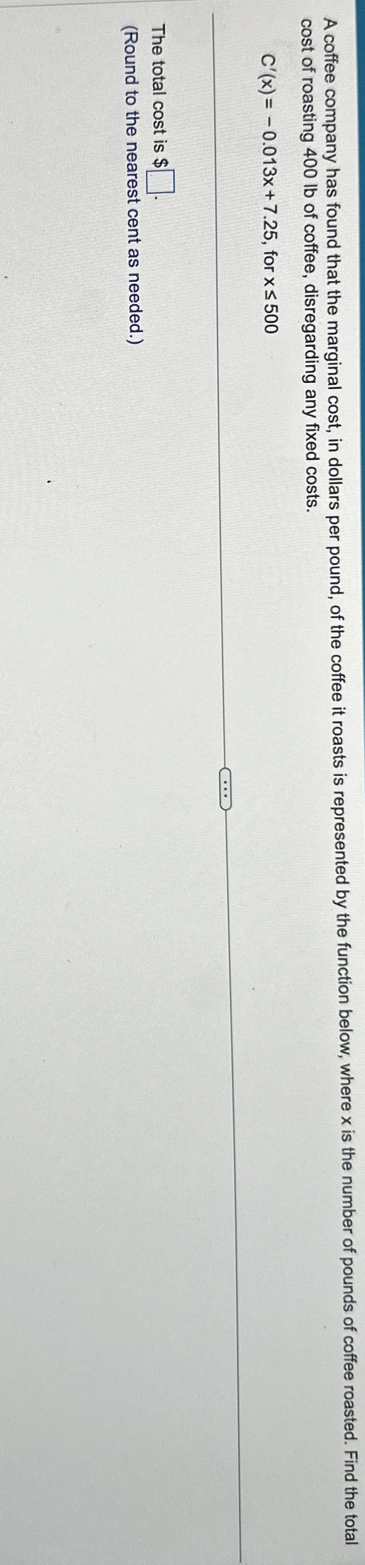 A coffee company has found that the marginal