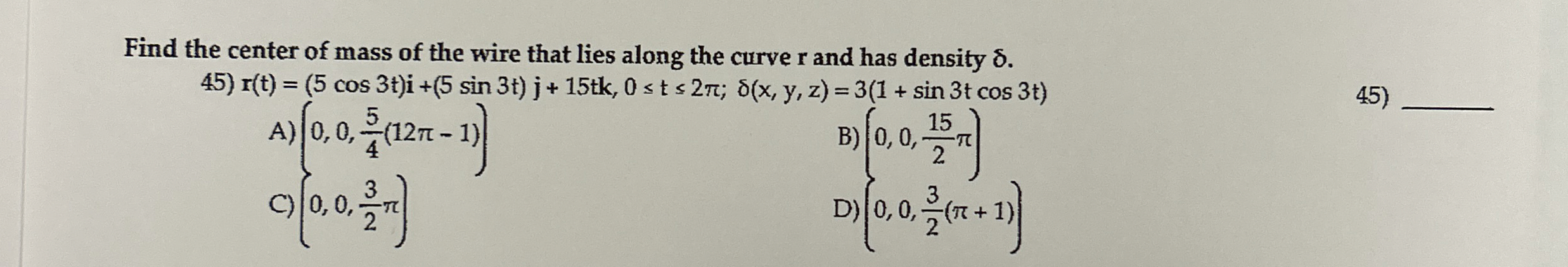Find the center of mass of the wire that lies