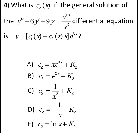 What is c 2 ( x ) if the general solution of the