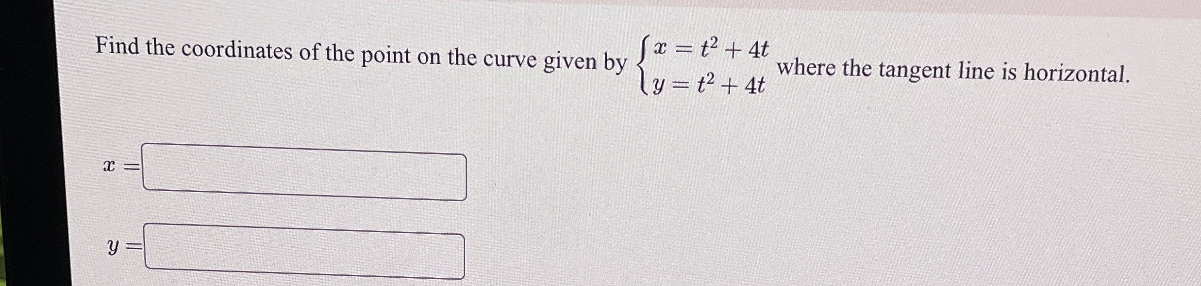 Find the coordinates of the point on the curve