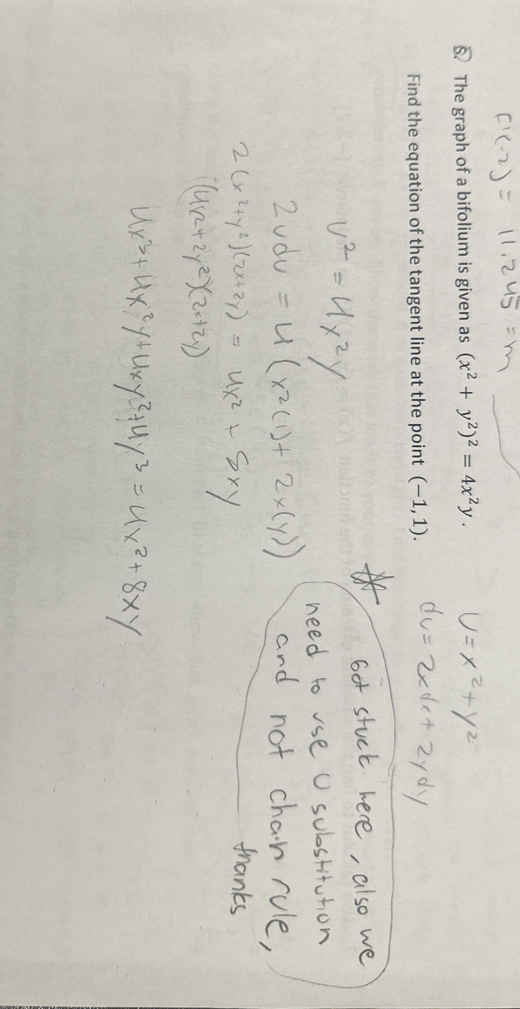 f ' ( - 2 ) = 1 1 . 2 4 5 = m Q . The graph of a