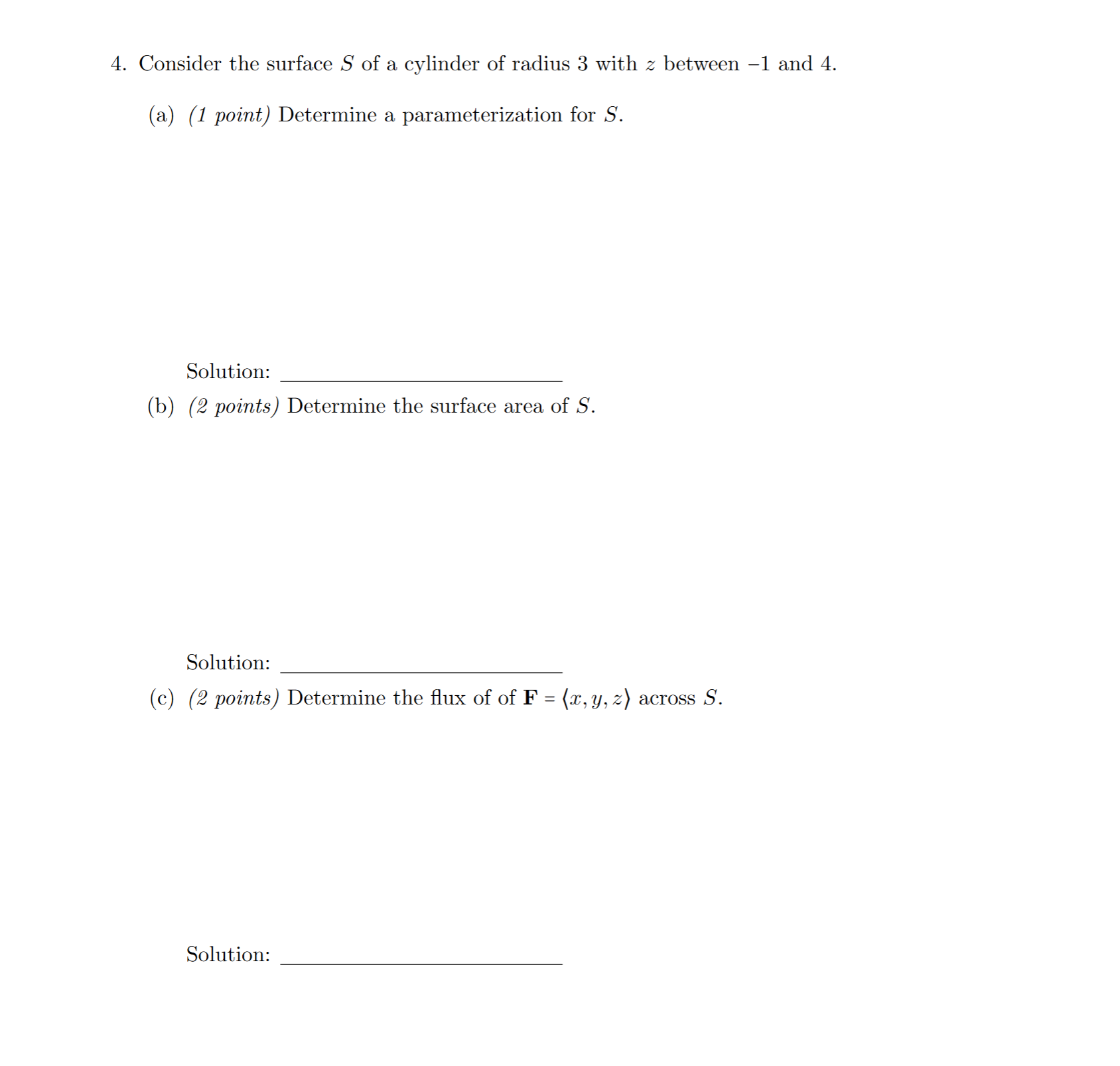 Calculus consider the surface S of a cylinder of
