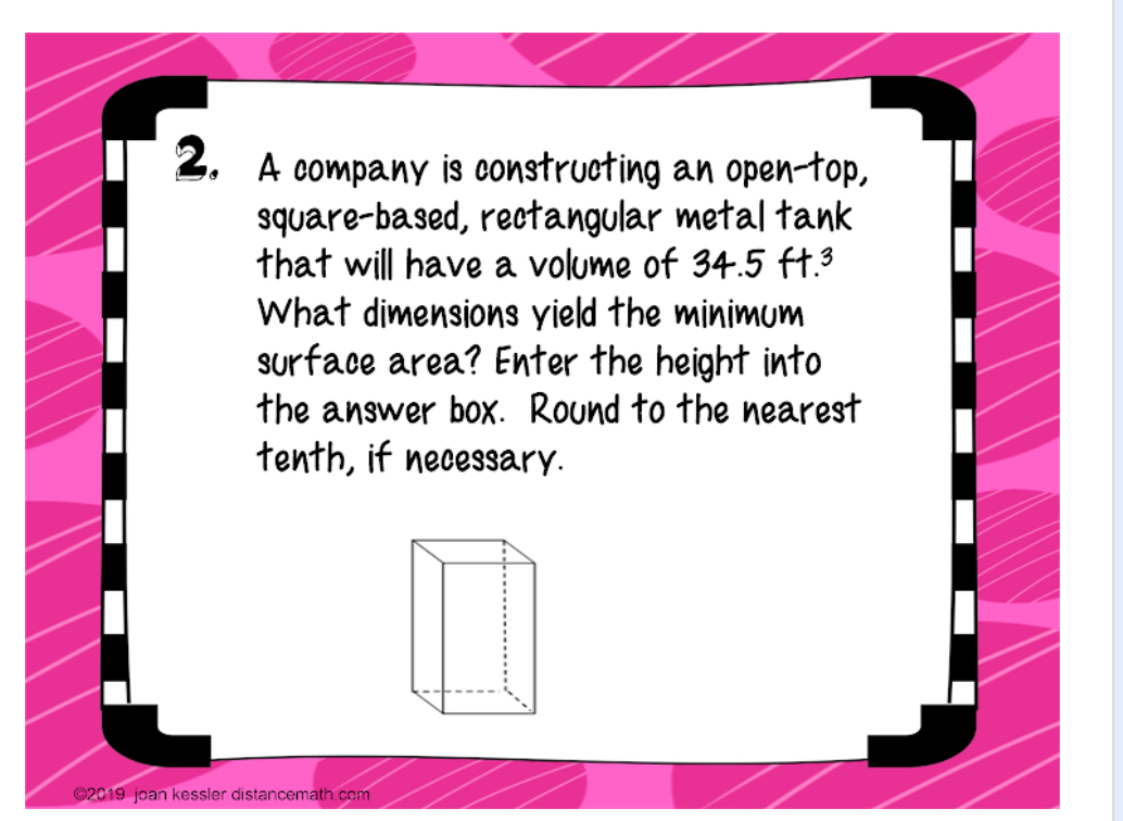 2 . A company is constructing an open - top,