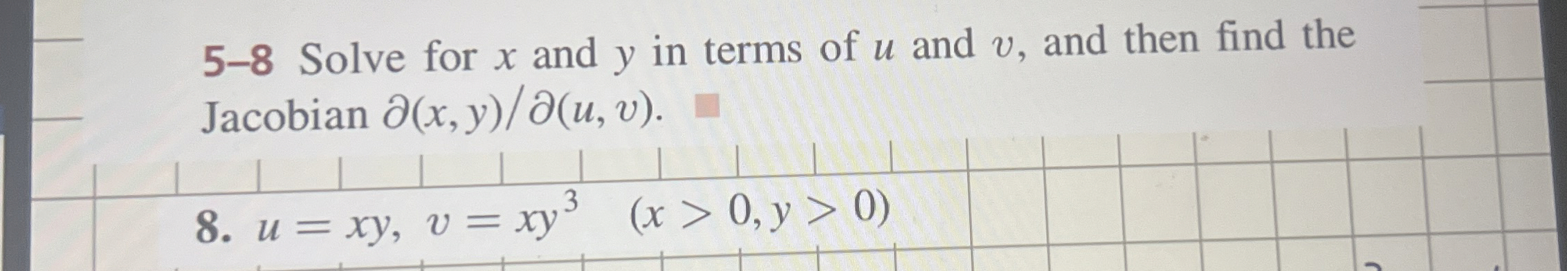 5 - 8 Solve for x and y in terms of u and v , and