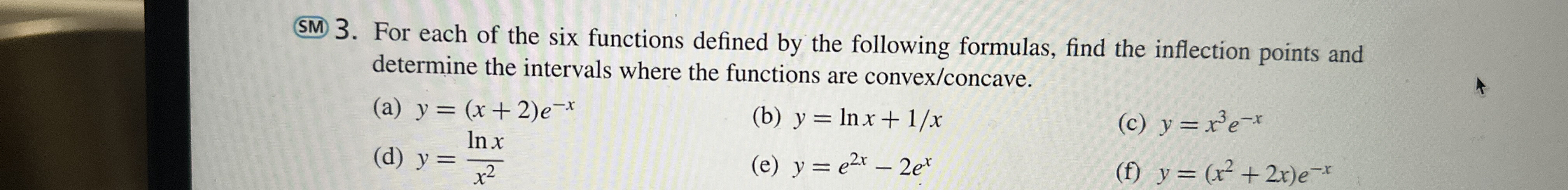 SM 3 . For each of the six functions defined by