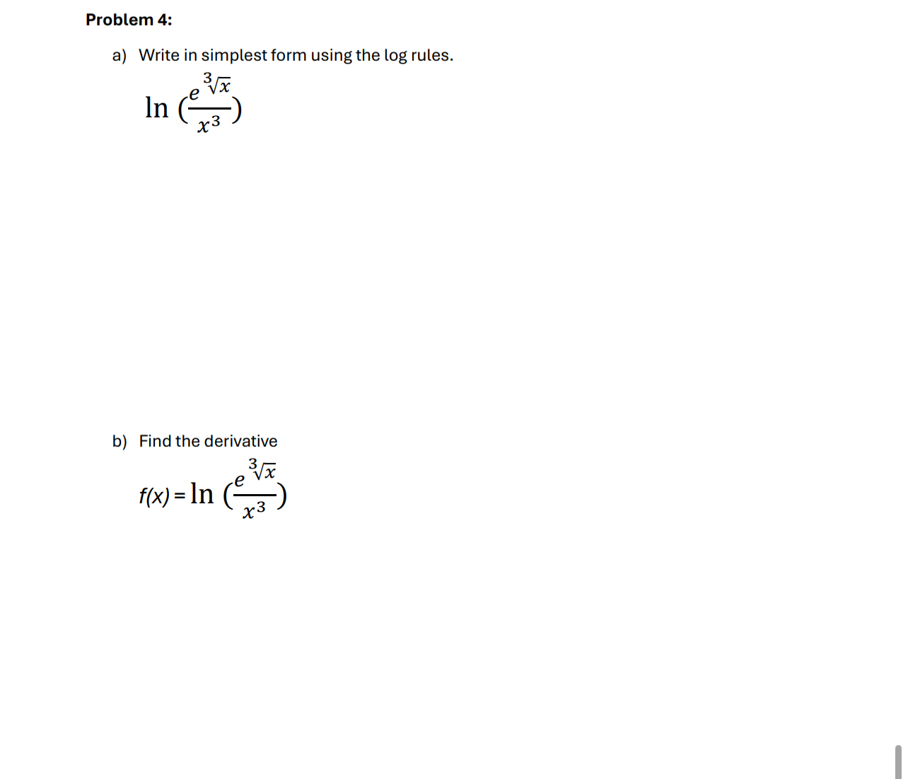 Problem 4 : a ) Write in simplest form using the