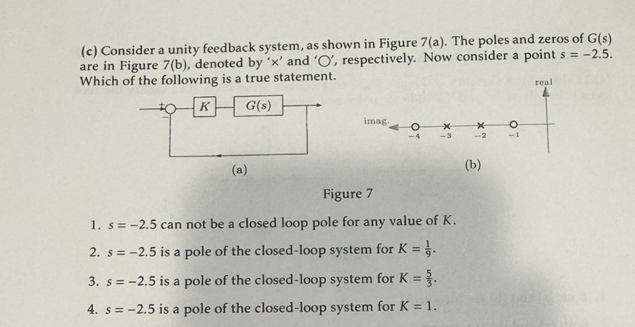 ( c ) Consider a unity feedback system, as shown