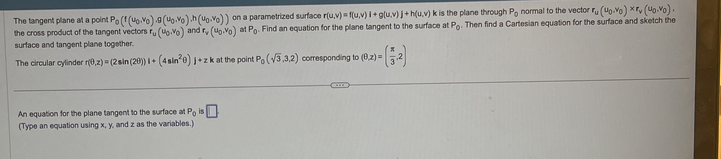 The tangent plane at a point P 0 ( f ( u 0 , v 0