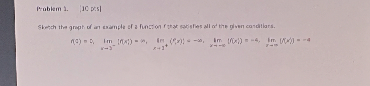 Problem 1 , ( 1 0 pts ) Sketch the graph of an