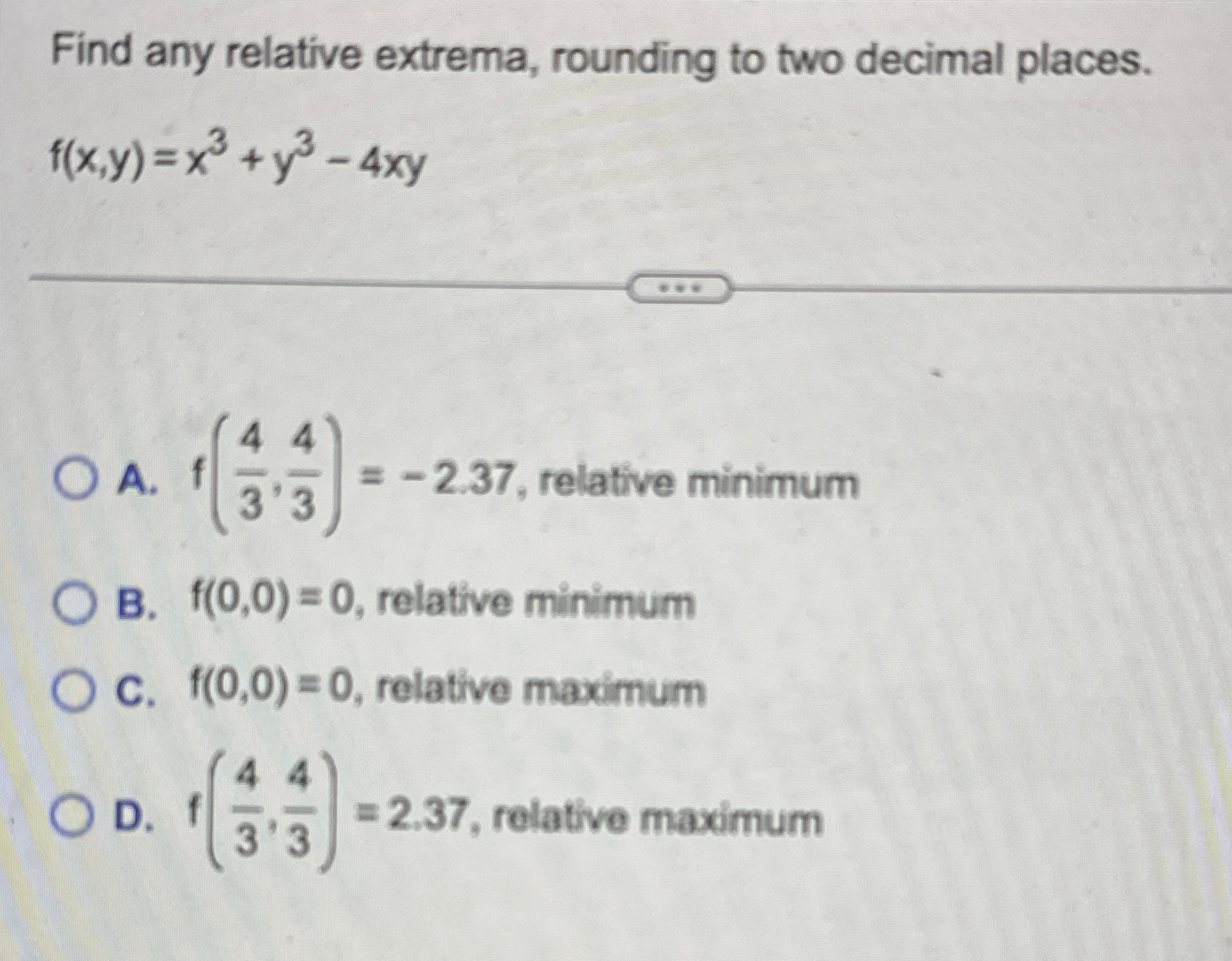 Find any relative extrema, rounding to two