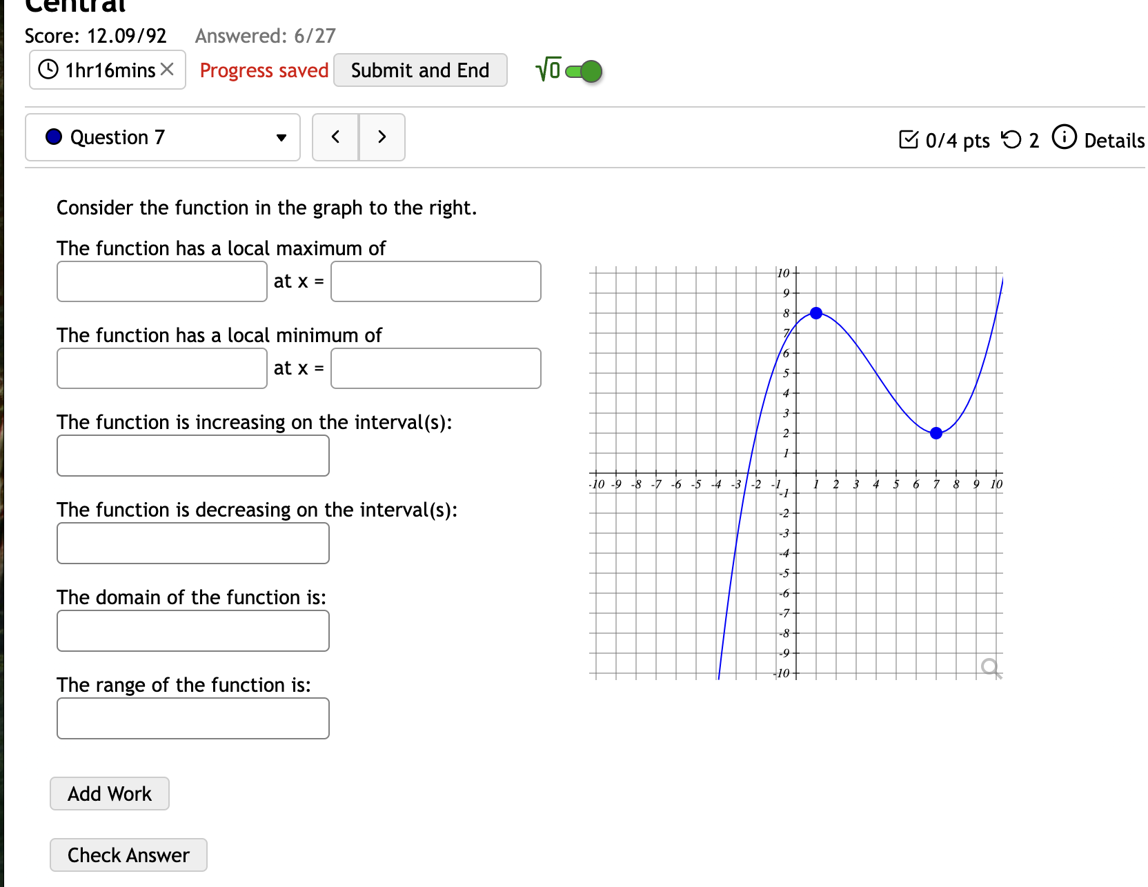 Consider the function in the graph to the right.