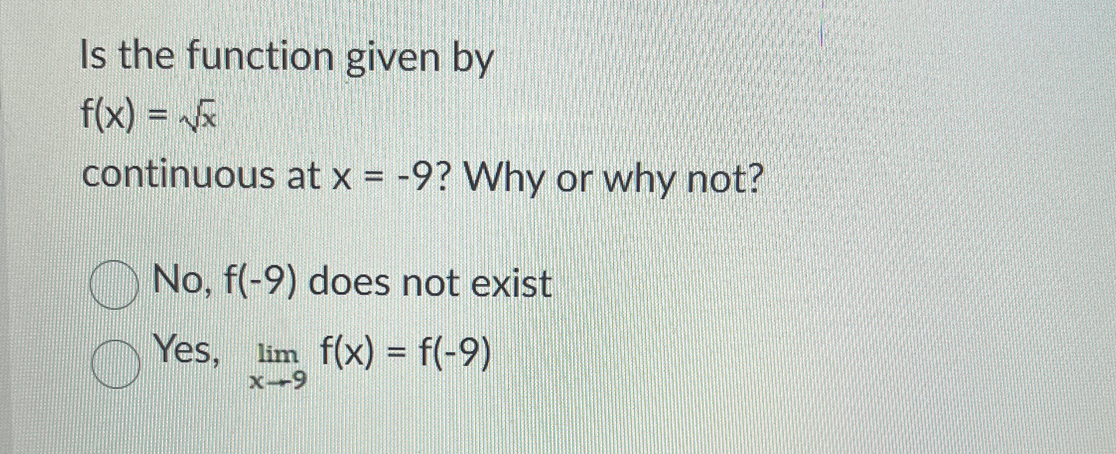 Is the function given by f ( x ) = x 2 continuous