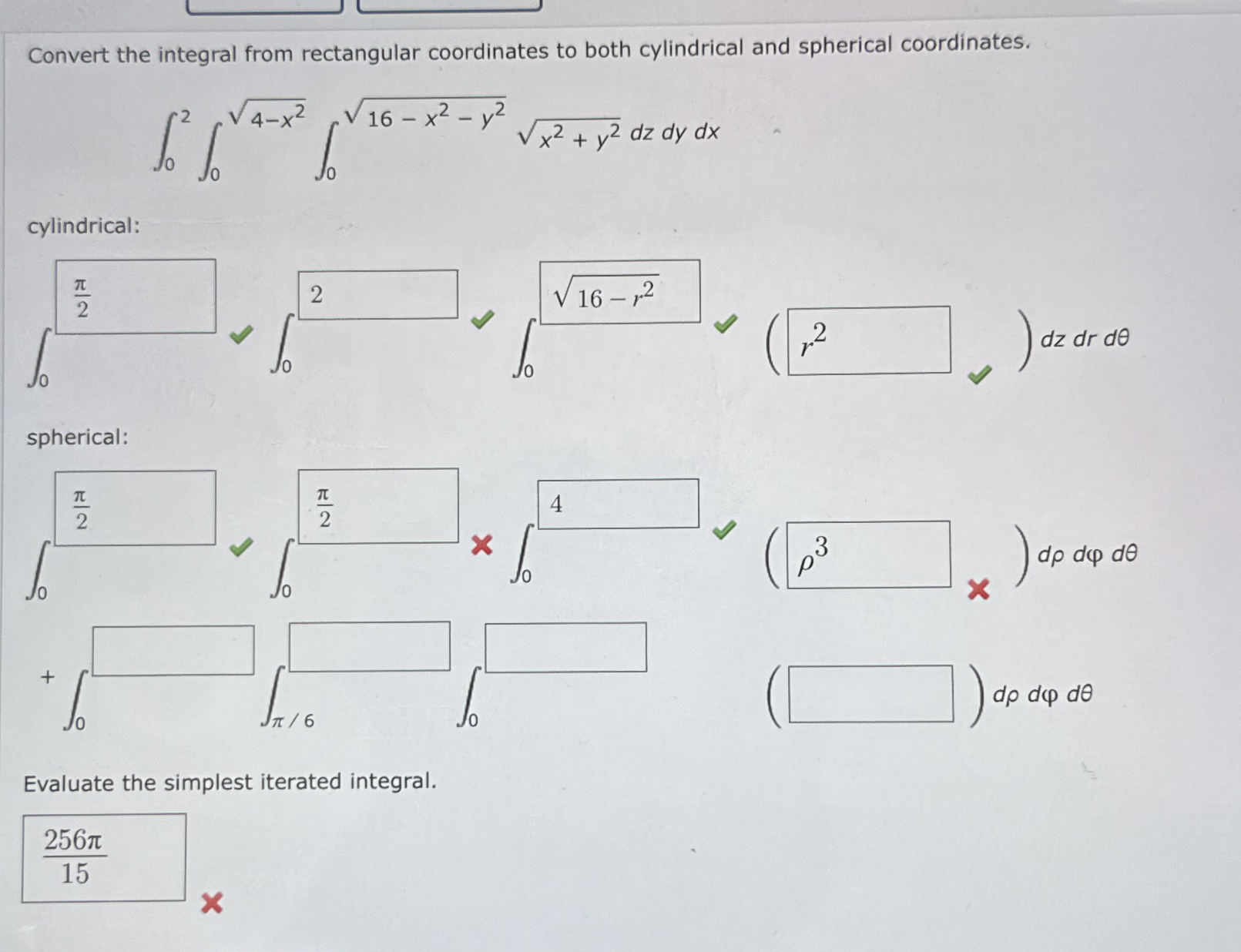 Convert the integral from rectangular coordinates