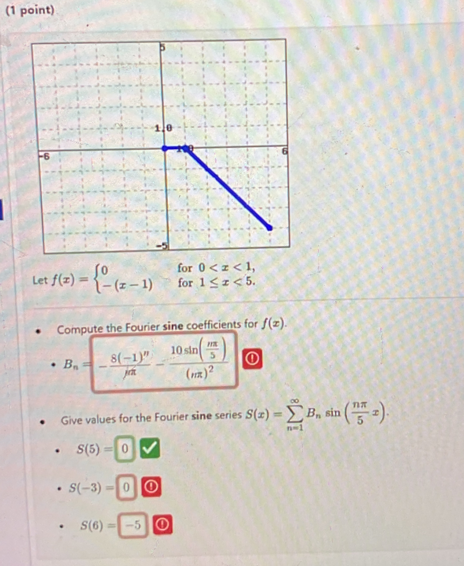 ( 1 point ) Let f ( x ) B n = S ( x ) = n = 1 B n