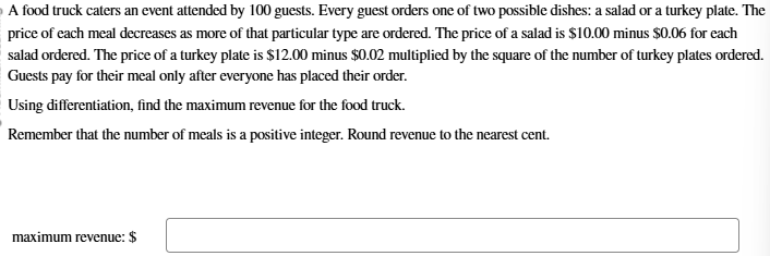 A food truck caters an event attended by 1 0 0