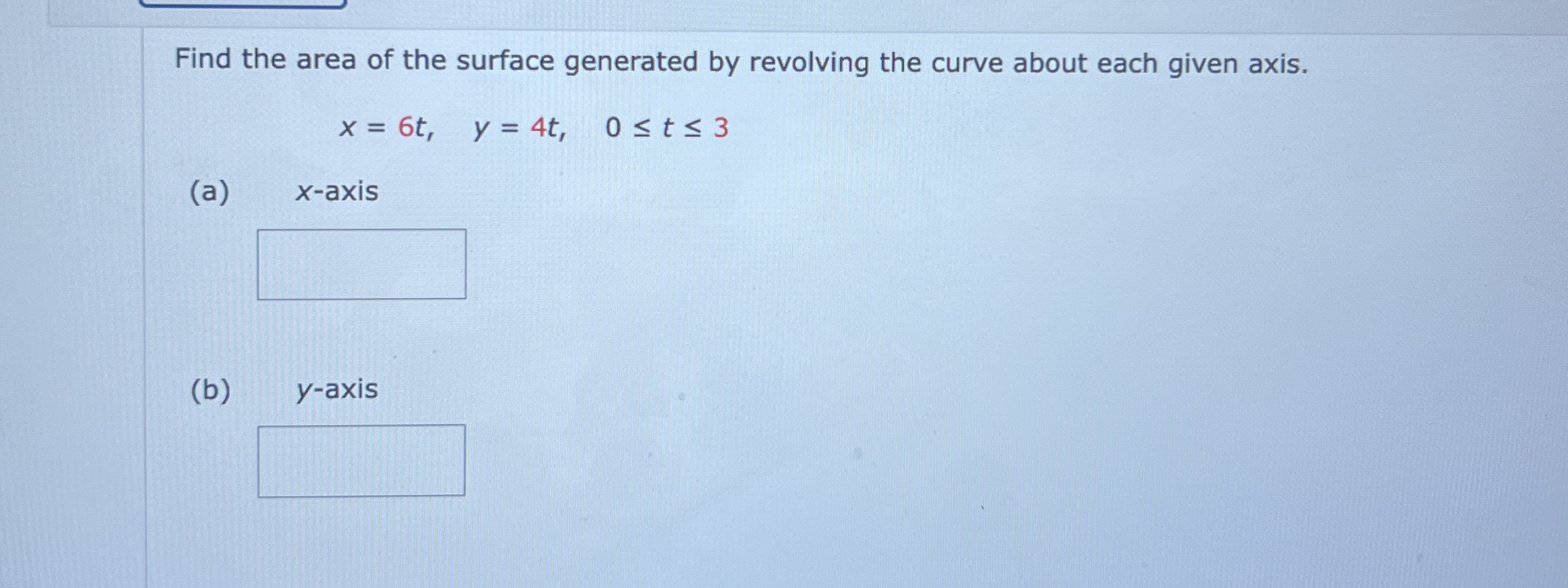 Find the area of the surface generated by