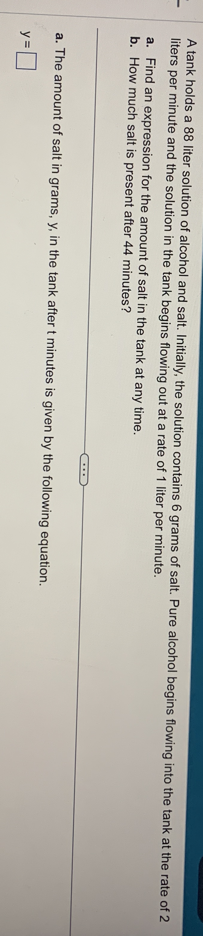 A tank holds a 8 8 liter solution of alcohol and