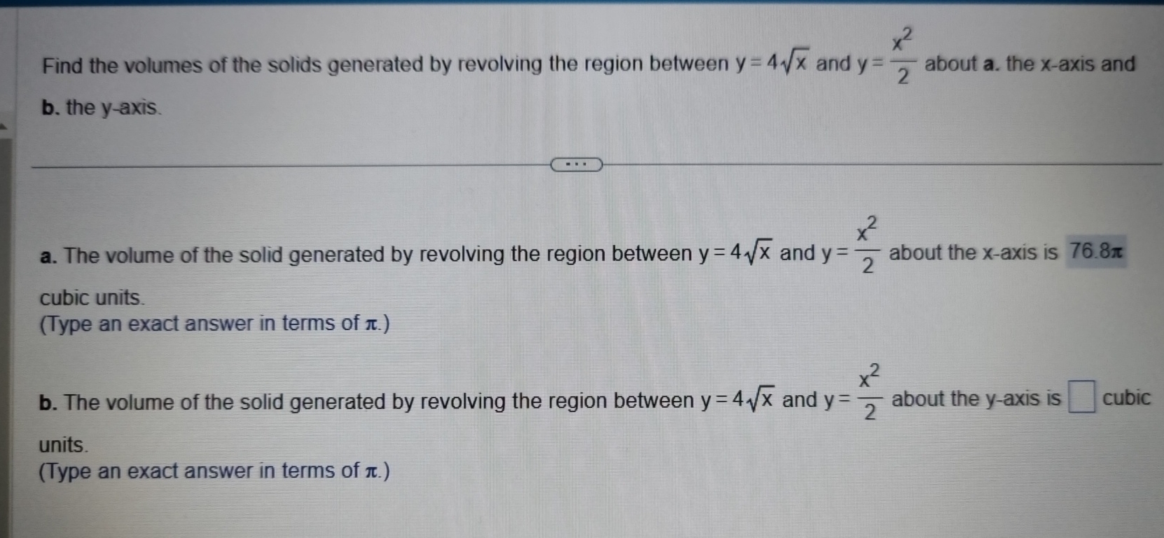 Find the volumes of the solids generated by