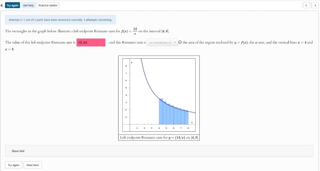 Get help Attempt 2 : 1 out of 2 parts have been