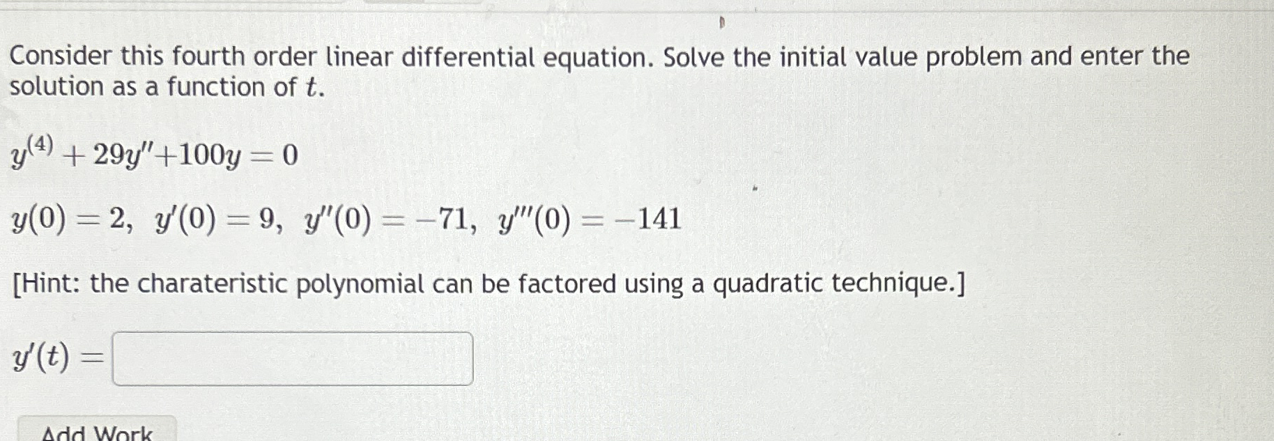 Consider this fourth order linear differential