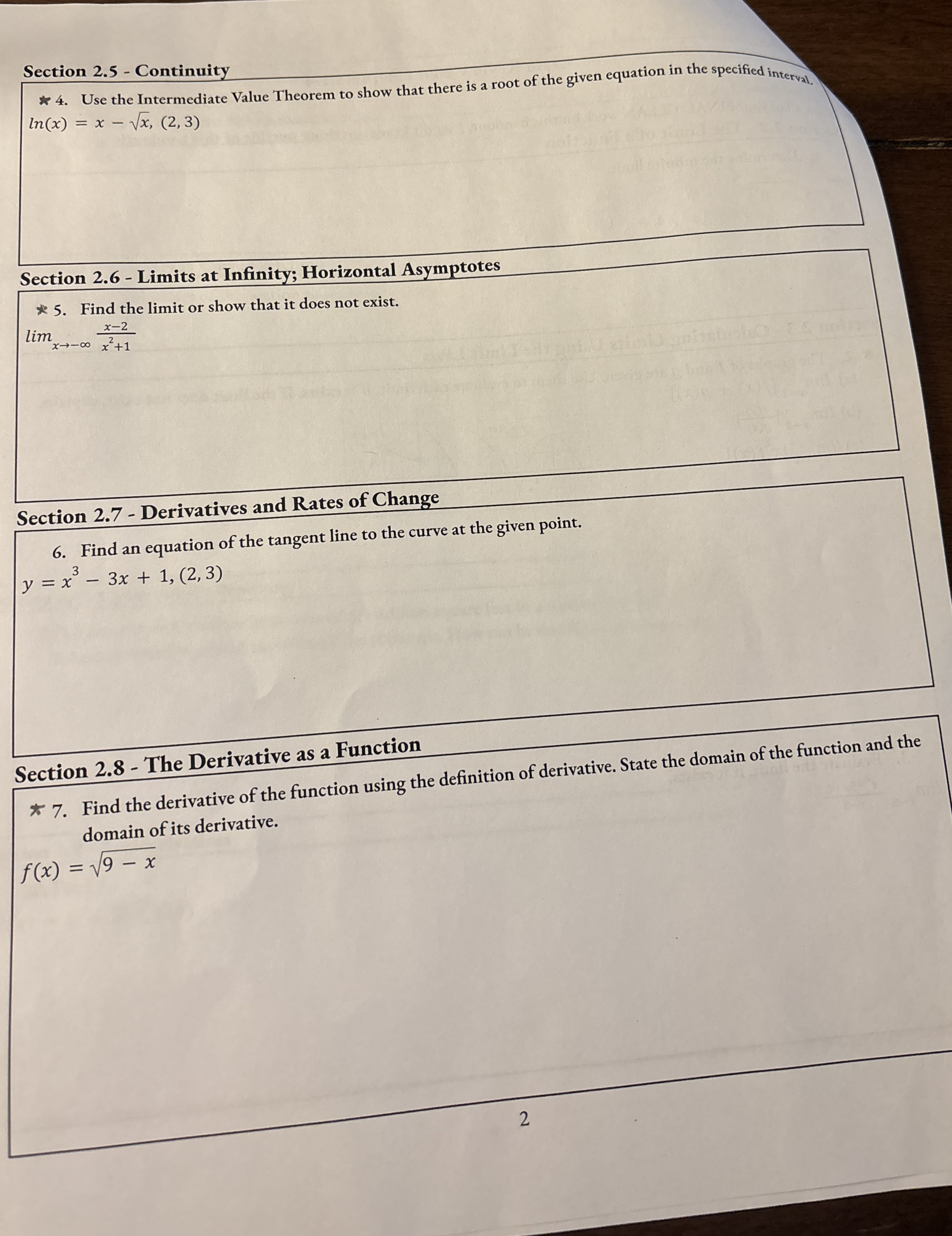 Section 2 . 5 - Continuity Use the Intermediate