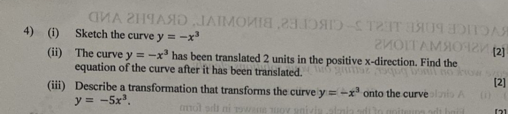 ( i ) Sketch the curve y = - x 3 ( ii ) The curve