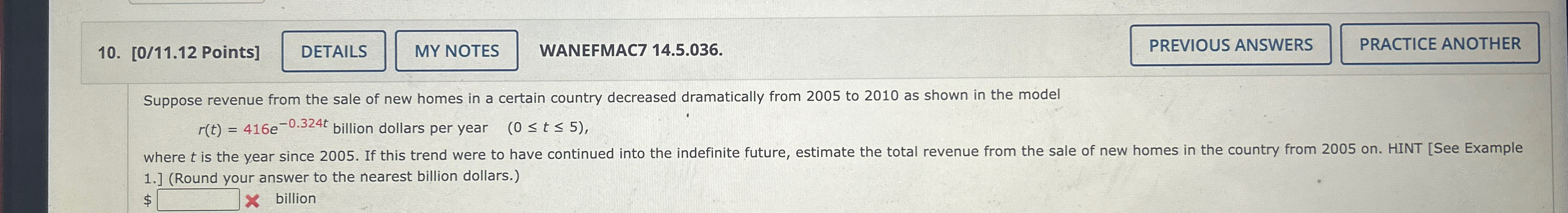 Suppose revenue from the sale of new homes in a