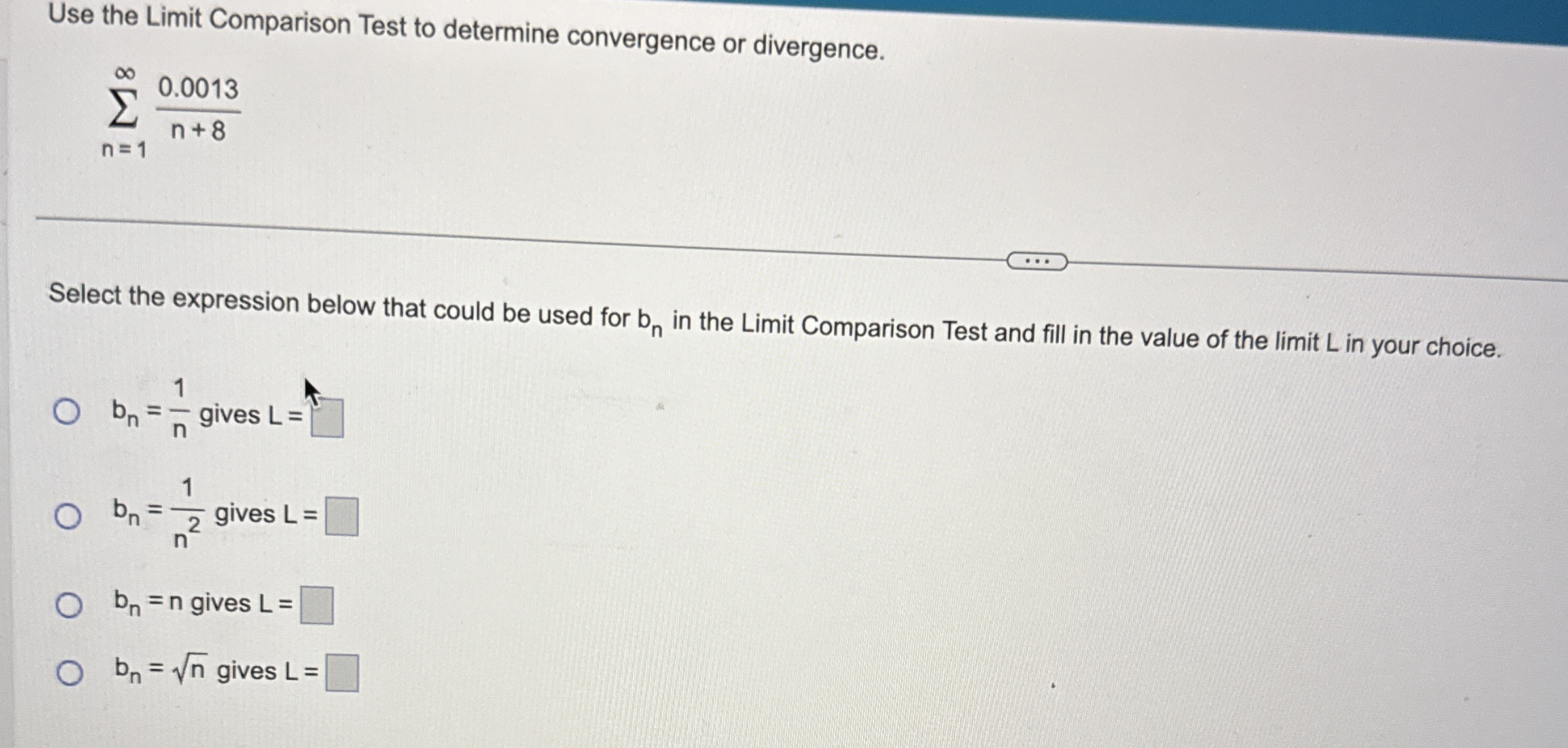 Use the Limit Comparison Test to determine