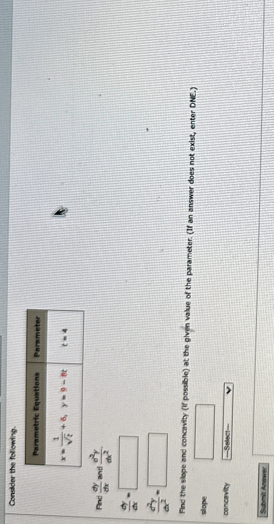 Consider the following. \ table [ [ Parmmetric