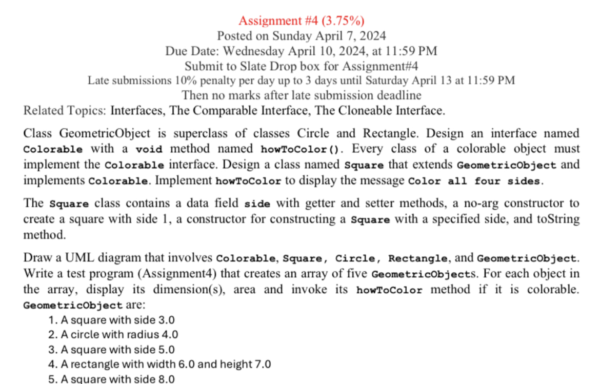 Assignment # 4 ( 3 . 7 5 % ) Posted on Sunday