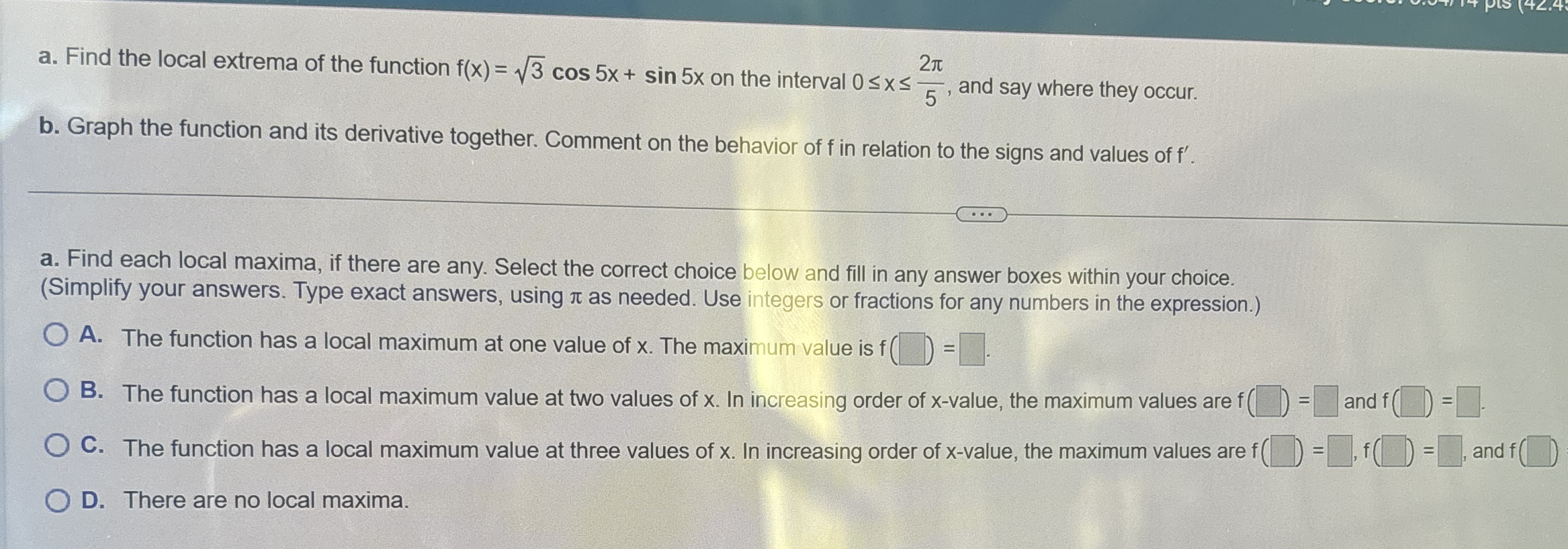 4 . 3 # 1 1 . a . Find the local extrema of the