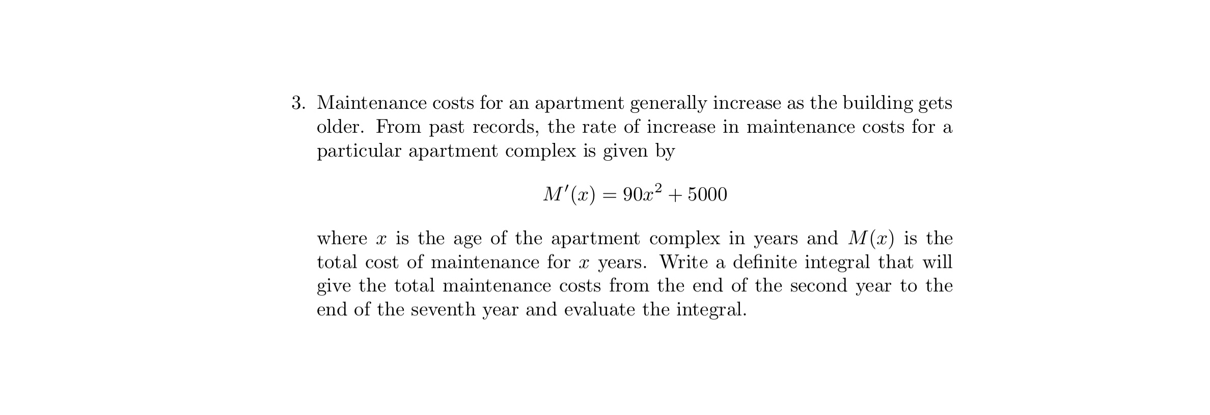 Maintenance costs for an apartment generally