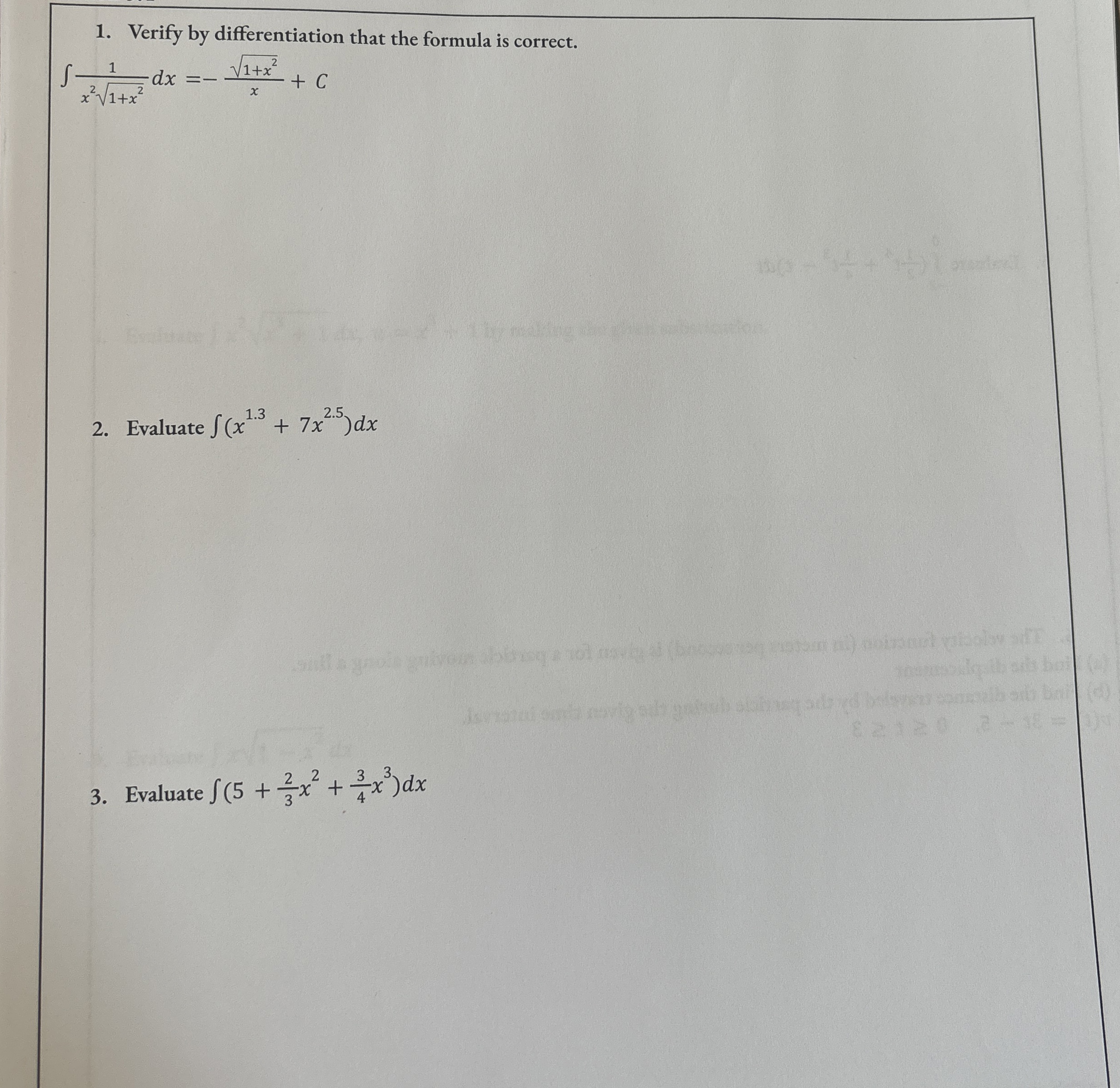 Verify by differentiation that the formula is