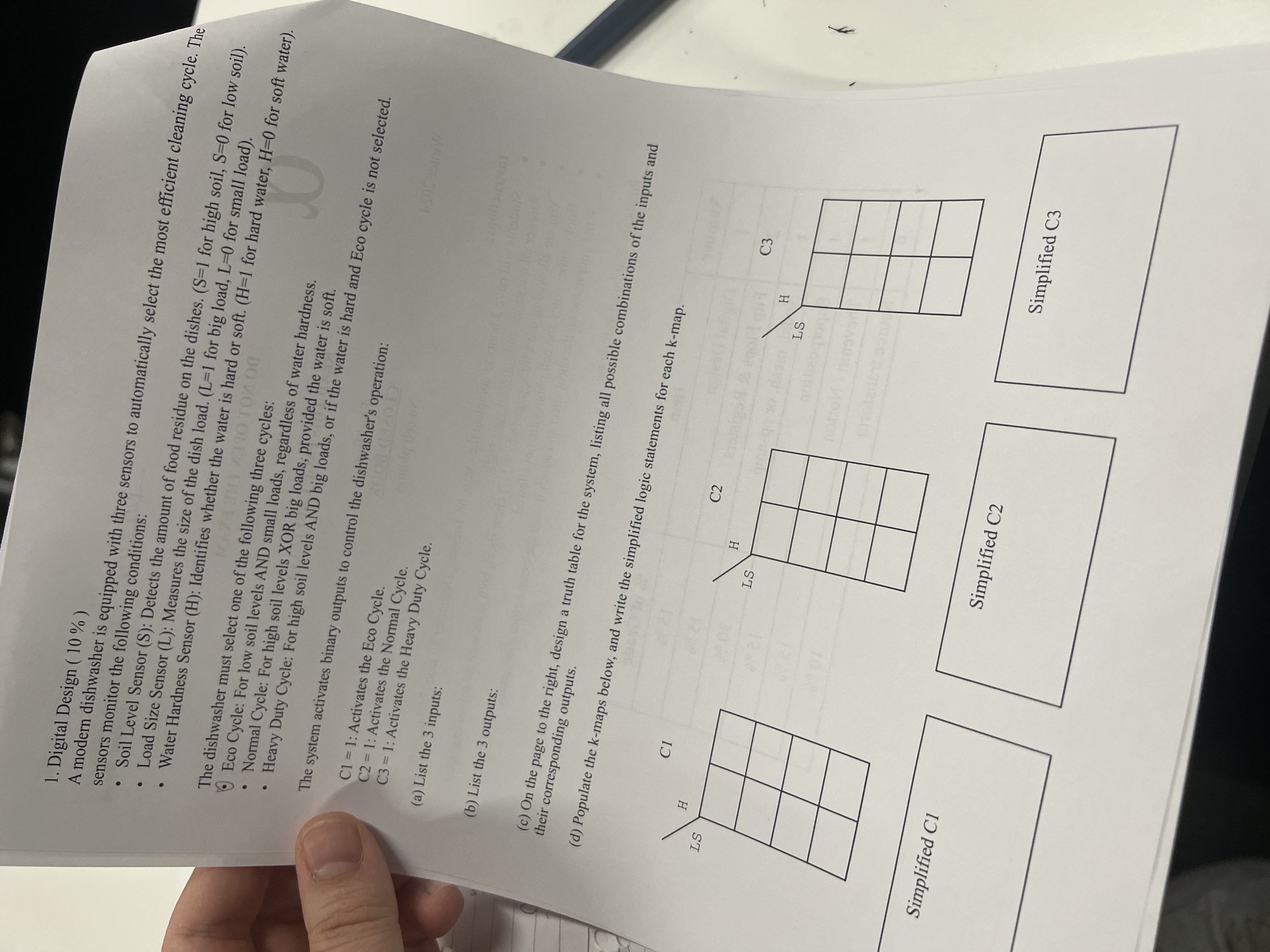 Digital Design ( 1 0 % ) A modern dishwasher is