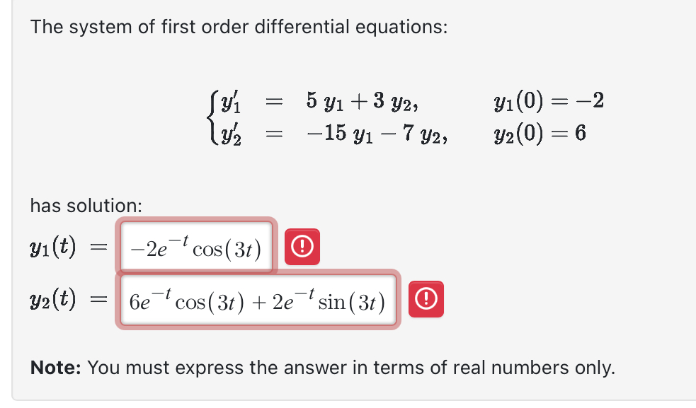 The system of first order differential equations: