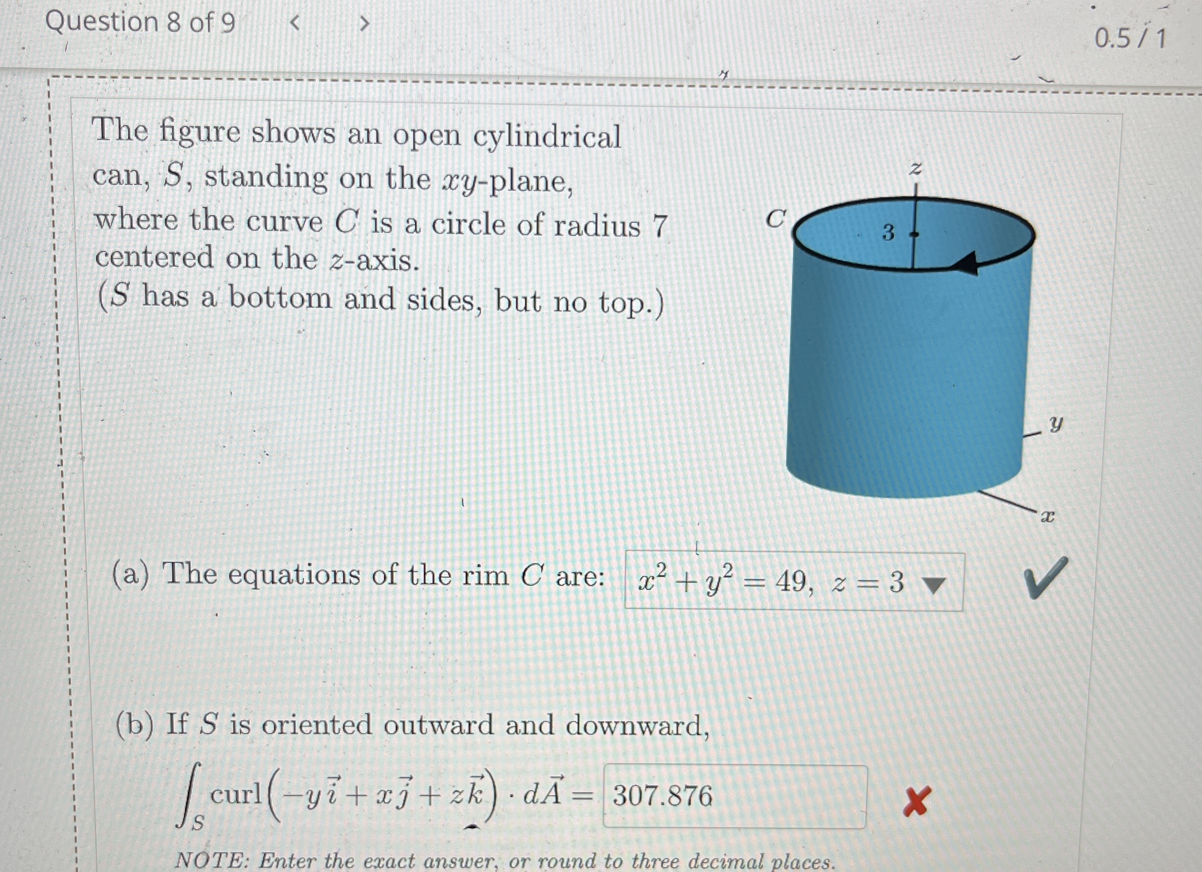 Question 8 of 9 0 . 5 1 The figure shows an open
