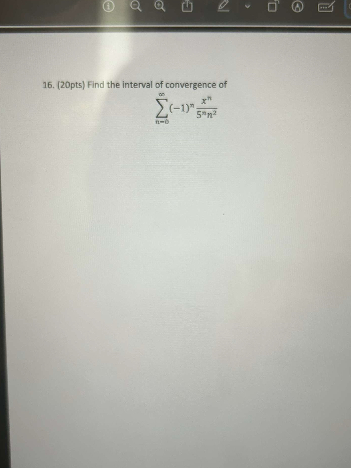 ( 2 0 pts ) Find the interval of convergence of n