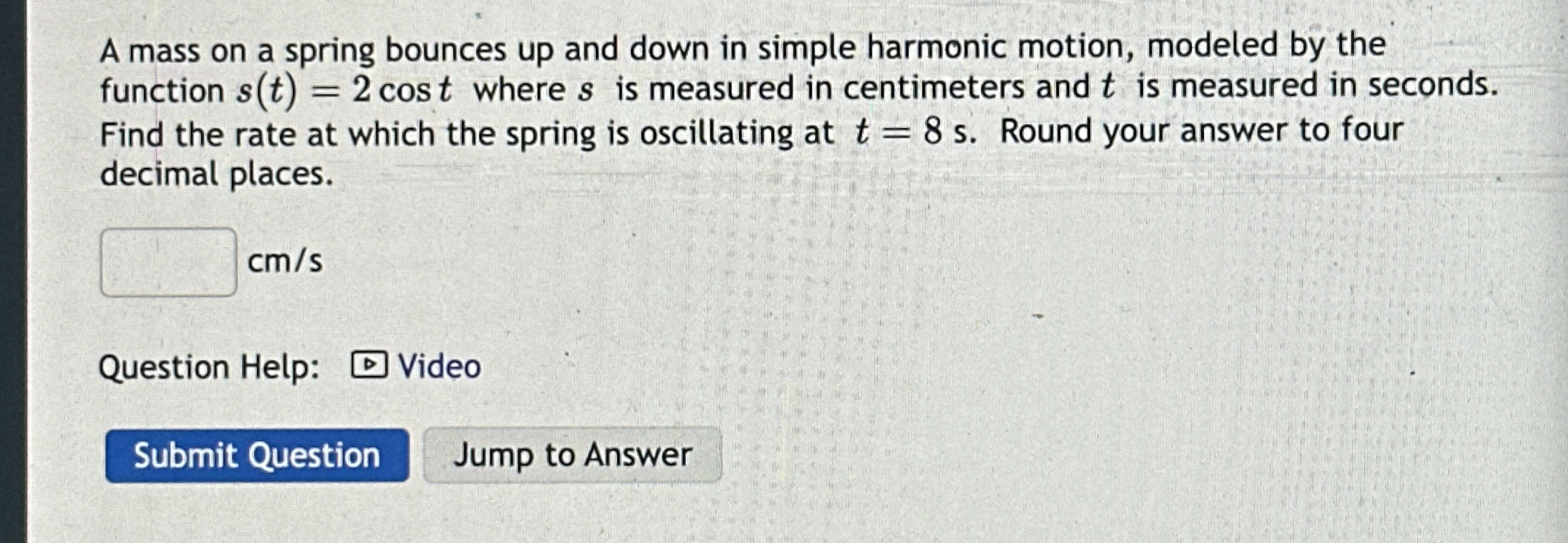 A mass on a spring bounces up and down in simple