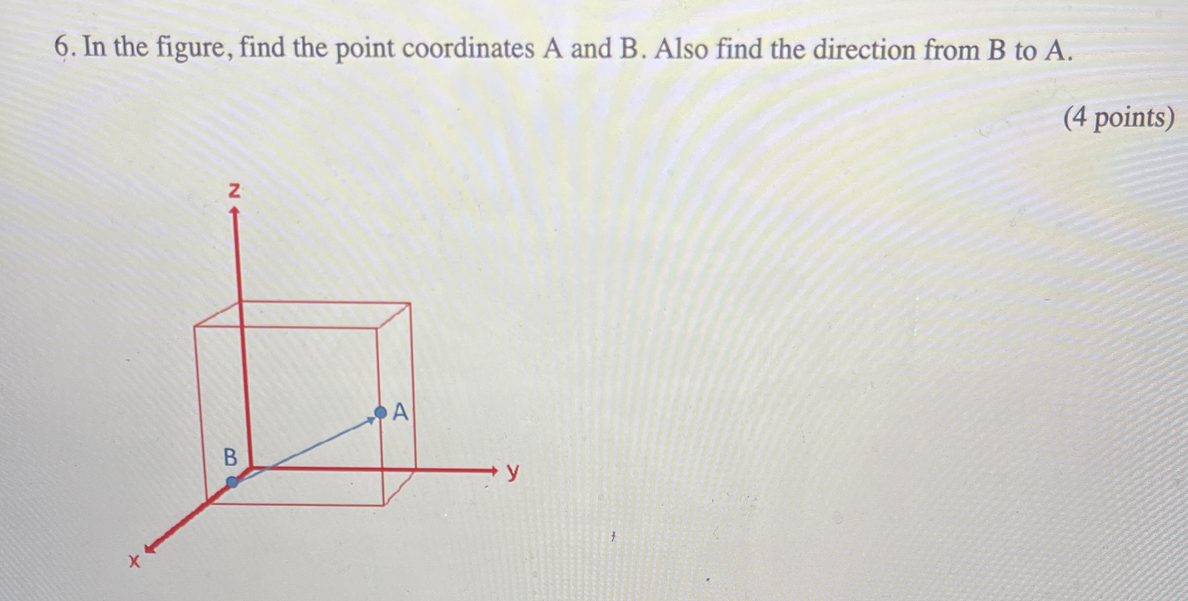 In the figure, find the point coordinates A and B