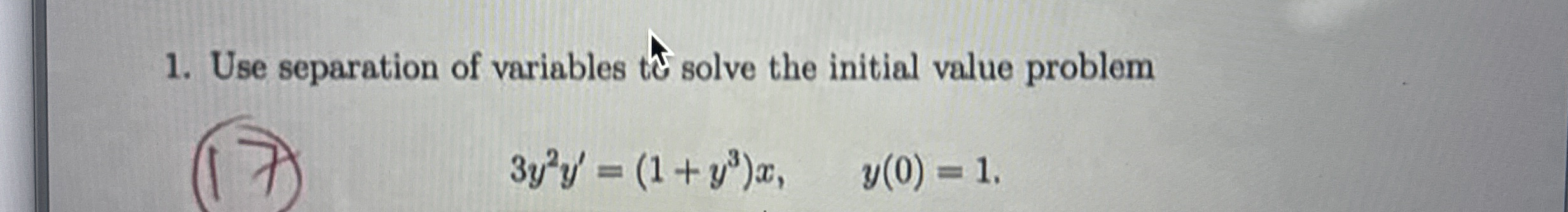 Use separation of variables to solve the initial